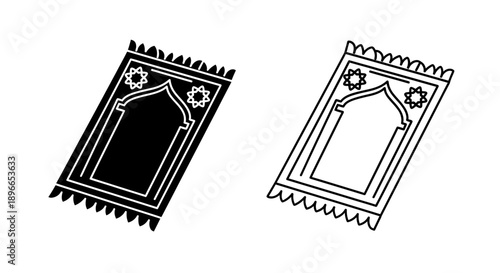 Islamic prayer mat design black white traditional Vector