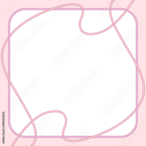 ピンクのアール・ヌーヴォー風の曲線正方形フレーム