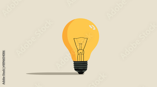 A simple, cartoon illustration of an incandescent light bulb on a neutral, pale background