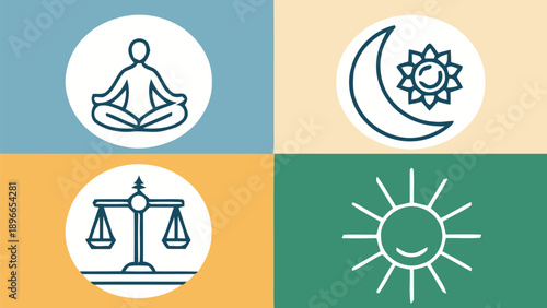 Mindful icons for wellness and balance in daily life