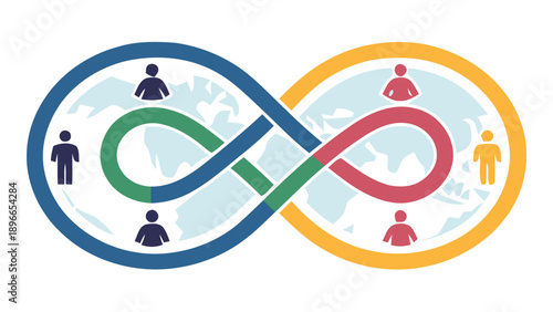 Global connection symbol with people and infinity loop