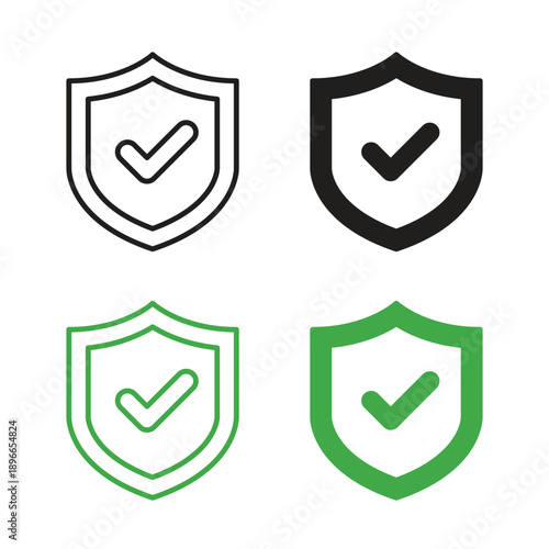 Vector Shield With Check Mark Icon Set