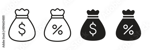 Vector Dollar Sack And Percent Sack Icons