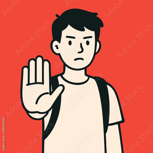 Teenager Setting Personal Boundaries Flat Vector Illustration