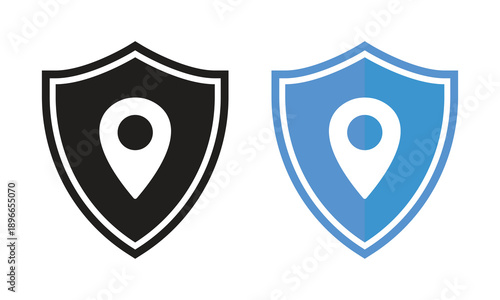 Vector Shield With Location Pin Icon Set