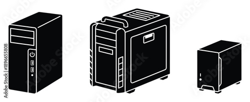 Desktop computer isometric vector illustration for advertising isolated on transparent background.