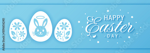 Vector Happy Easter Day Banner Design Background