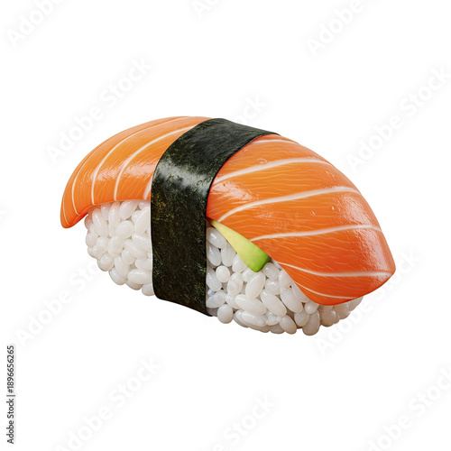 Salmon Nigiri Sushi with Avocado and Seaweed Wrapped Rice