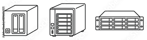 Modern data storage device network attached storage or nas server for home media backup system.