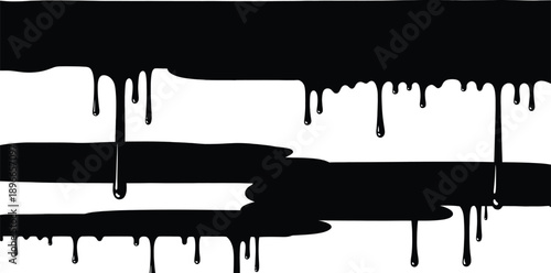 Black paint dripping effect on a white background