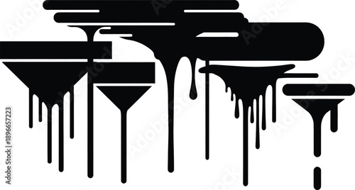 Abstract art of paint tools with dripping effect