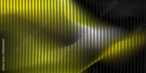 Abstract background presents a mesmerizing array of vertical light bars transitioning from intense glowing yellow and bright white highlights down into deep black shadows on the left side suggesting