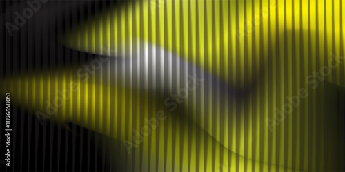 Abstract background presents a mesmerizing array of vertical light bars transitioning from intense glowing yellow and bright white highlights down into deep black shadows on the left side suggesting
