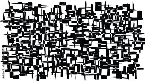 Black and white abstract image with complex geometric patterns