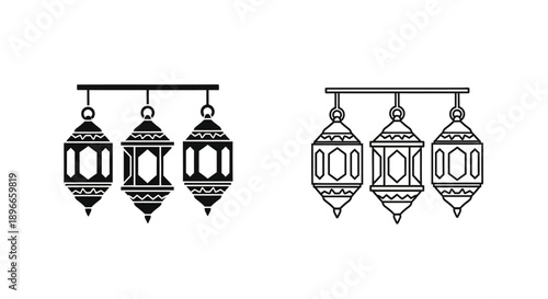 Decorative hanging lanterns set for home decor Vector