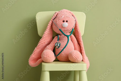 Toy bunny with stethoscope ...