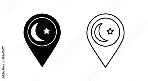 Minimalist moon star location pins Vector
