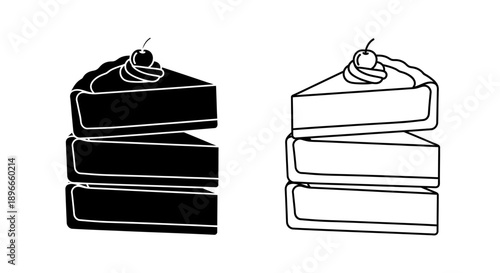 Delicious cake slices black and white Vector