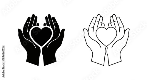 Hands holding heart symbol love care Vector