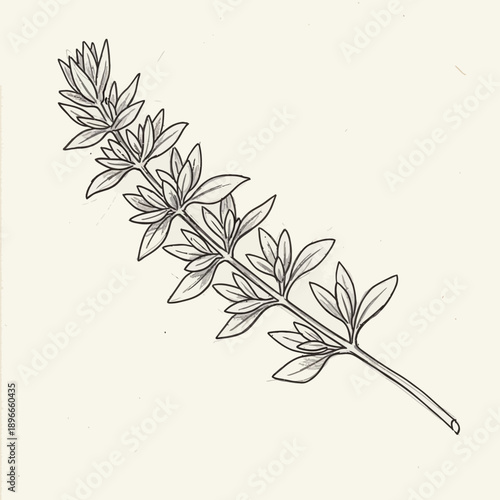 Hand-drawn thyme sprig illustration
