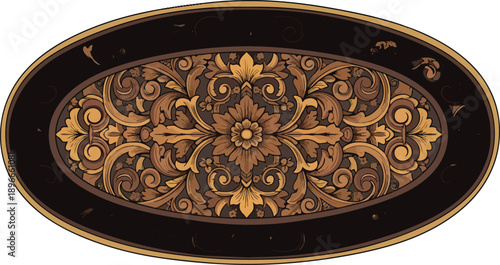Ornate Oval Tray with Floral Design.