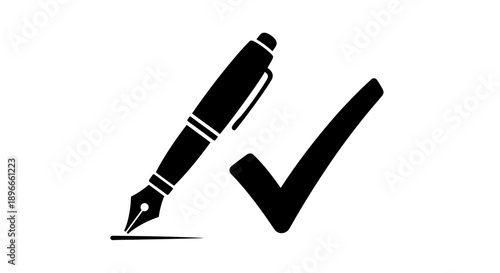 Fountain Pen and Checkmark Iconography.