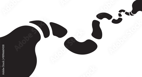 Black Footprints Trail on White Background Silhouette Illustration
