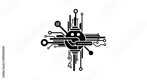 Robot Head Circuit Board Design Illustration.