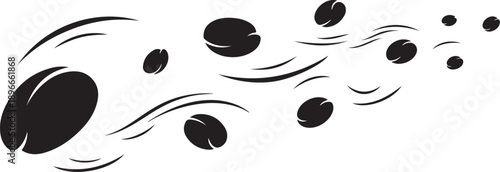 Abstract Black Shapes Moving on White Background Illustration