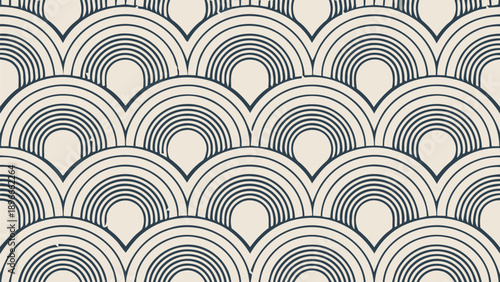 Elegant seamless pattern with scallop design in dark blue