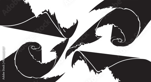 Abstract black and white swirling shapes art design