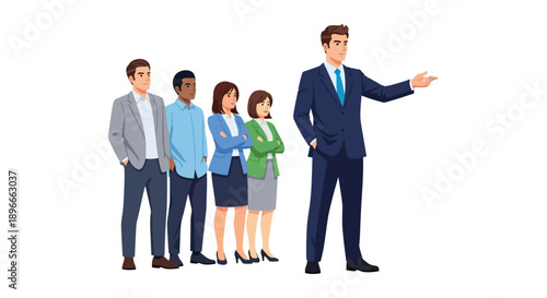 Businessman Leading Team of Professionals.