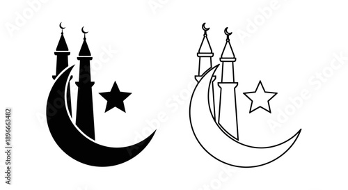 Islamic mosque symbol moon star vector Vector