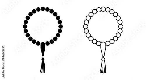 Black and white islamic prayer beads tasbeeh design Vector