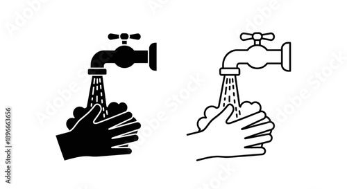 Hand washing hygiene symbols water tap clean hands Vector