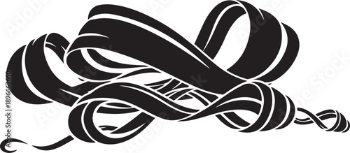 Black and white ribbon abstract design element isolated