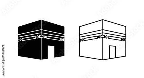 Black white kaaba islamic mosque symbol Vector