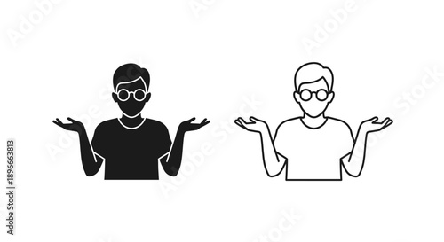 Confused man shrugging shoulders illustration Vector