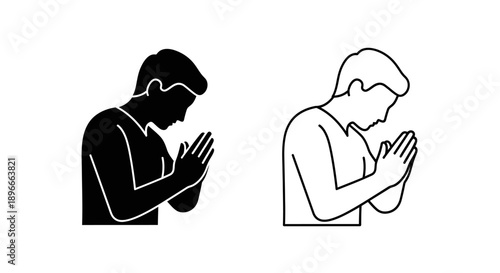 Praying people illustration religious spirituality Vector
