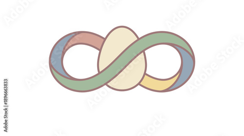 Minimal Easter vector icon: ribbon wrapping around an egg forming an infinity symbol, clean lines
