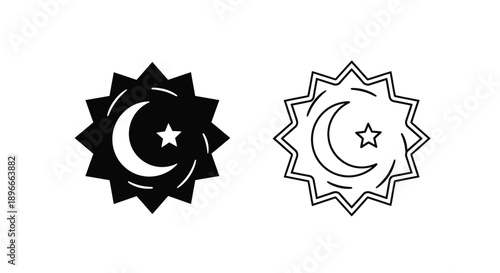 Islamic star and crescent symbols vector design Vector