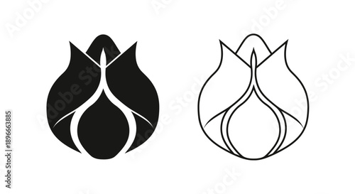 Minimalist black and white flower icon Vector