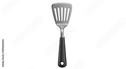 Slotted Metal Turner with Black Handle