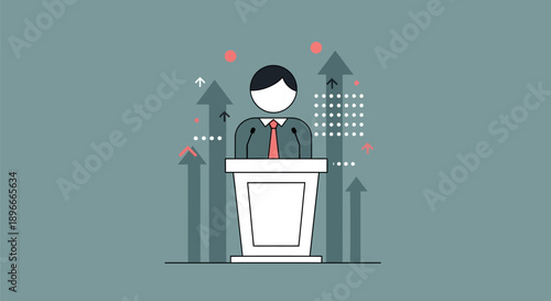 Man Standing at Podium Giving Speech.