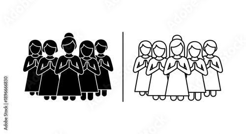 Group women praying hands together unity Vector