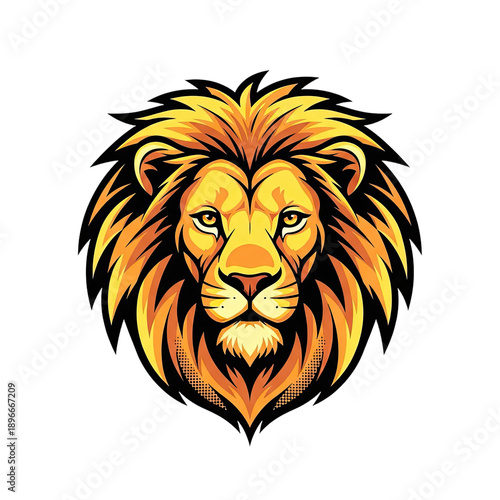 Wallpaper Mural Pixel Art Lion Head With Golden Mane And Fierce Eyes Against Dark Background Torontodigital.ca