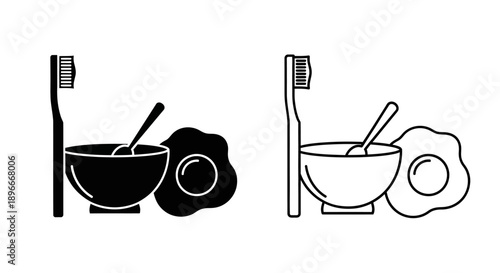 Toothbrush bowl dental care hygiene oral health Vector