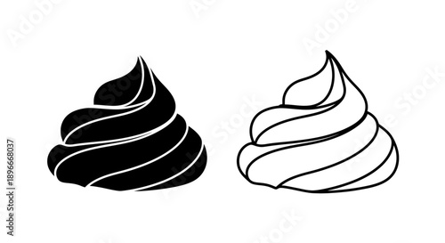 Black and white whipped cream icons Vector