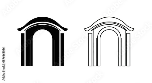 Classic archway design black white Vector