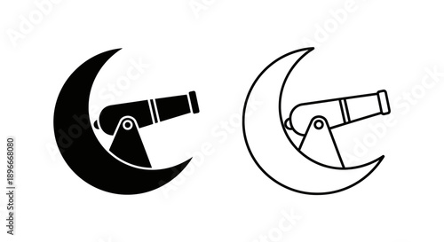 Moon telescope stargazing night sky observation Vector